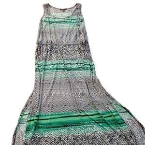 Fever Dress Womens Maxi Size XXL Artsy Green Black Maxi Tank Top Sleeveless